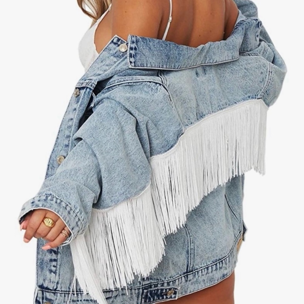 Fringe Denim Jacket Light Wash | Festival Western Boho